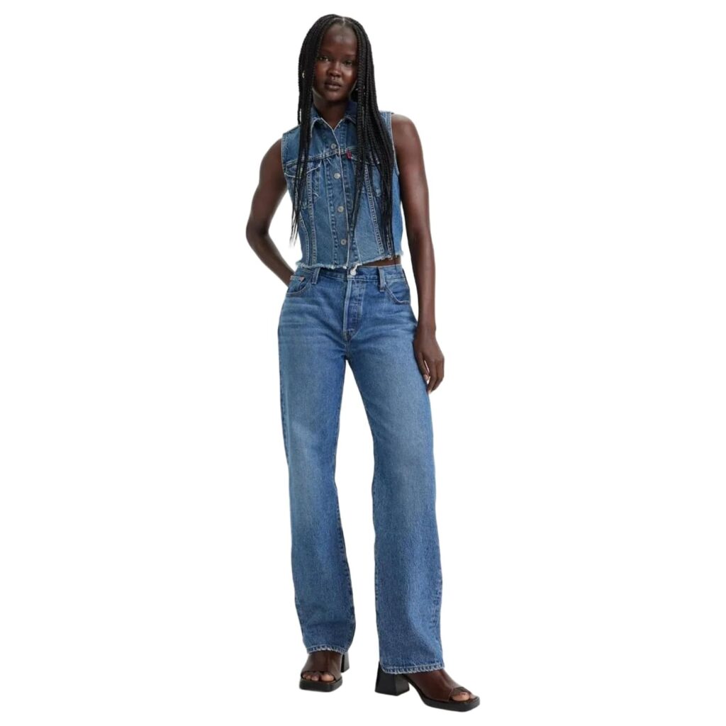 Levi's Women's High Rise 501 Straight Fit Blue Jeans