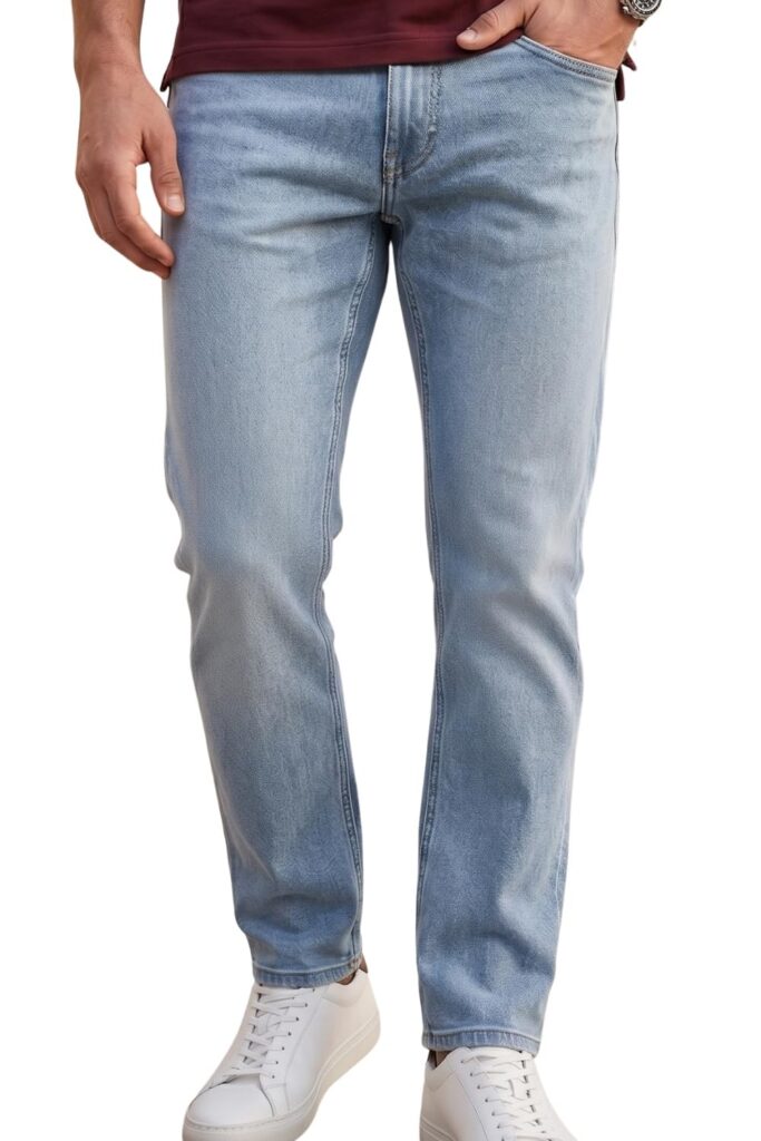 Louis Philippe Men's Regular Fit Stretch Fabric for Comfort Premium Wash Aesthetic Authentic Twill and Durable Jeans