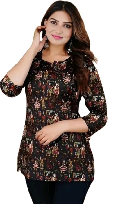 SIROTA Rayon Short Top for Women | Tunic for Jeans | Western Short Kurti | Stylish Straight Ladies Kurta | Ethnic Kurta for Girls