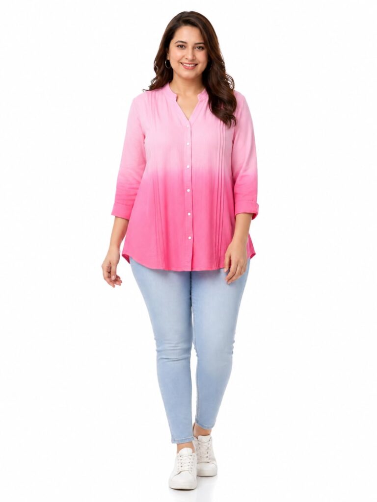 Women's Cotton Linen Short Kurti Top | Mandarin Collar 3/4 Sleeve Button-Down Tunic | Casual Office Wear Summer Kurta for Women