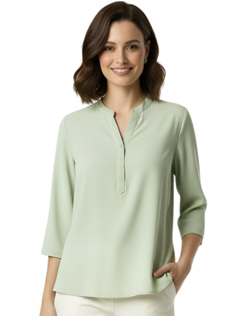 FYLTR Women's Casual Roll -Up Sleeves Rayon V-Neck Top - Western Tops | Shirts for Women | Soft & Comfortable | Tops for Jeans