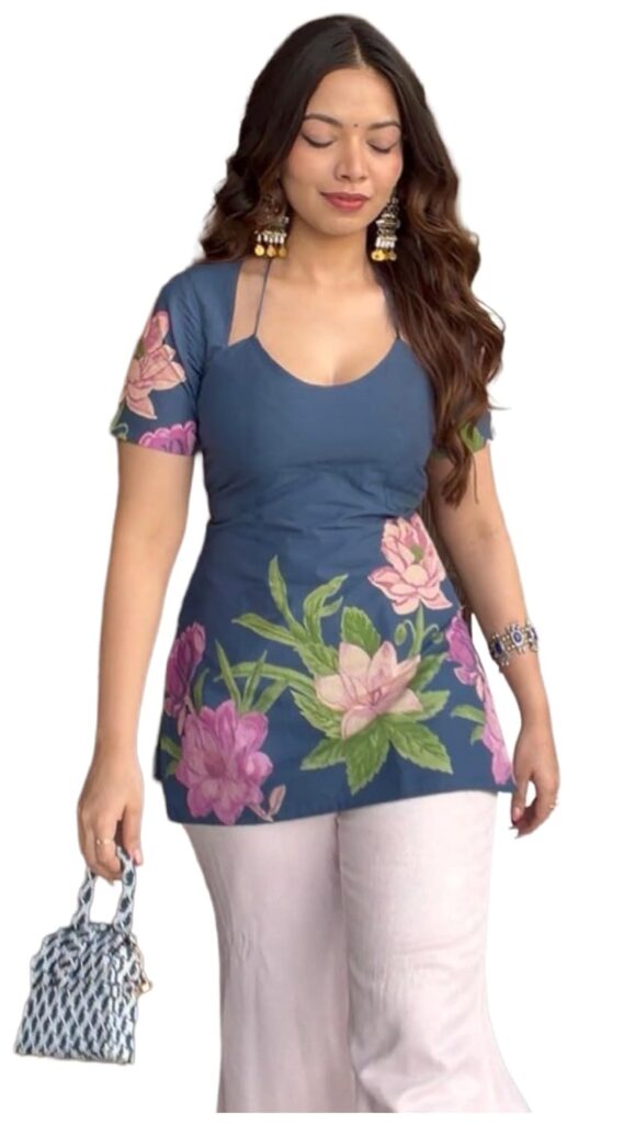 ANNI Designer Cotton Short Kurti for Women | Stylish Kurti | Short Kurti Top | Casual Kurta for Women | Comfortable Cotton Kurtis for Womens