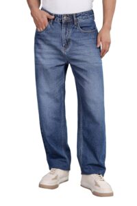 INKD Men's Classic Relaxed Jeans – Mid-Rise | 100% Cotton | 5 Pocket Styling | Baggy Jeans for Man | Men's Bottomwear (Available in Plus Sizes)