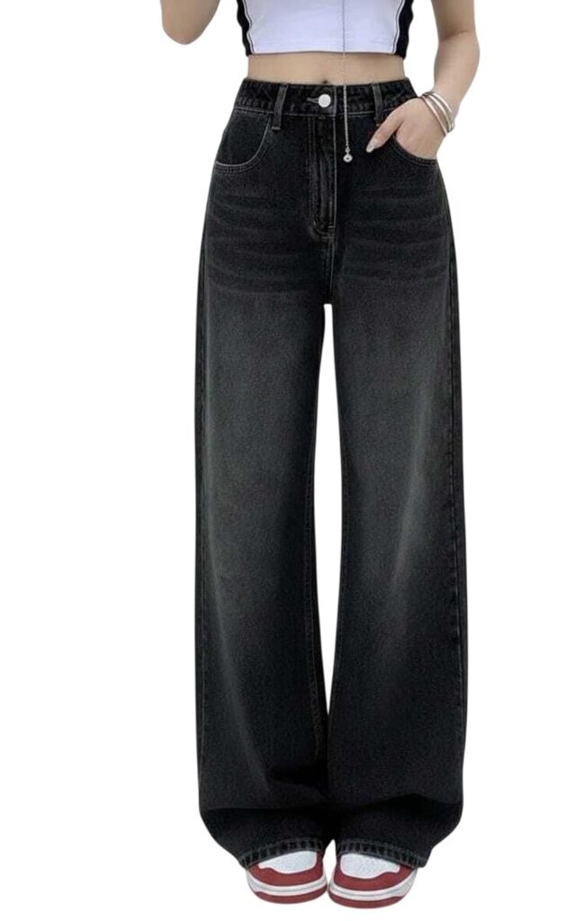 KOTTY Women’s Wide Leg Denim Jeans | Loose Fit High Rise Baggy Style Jeans for Women