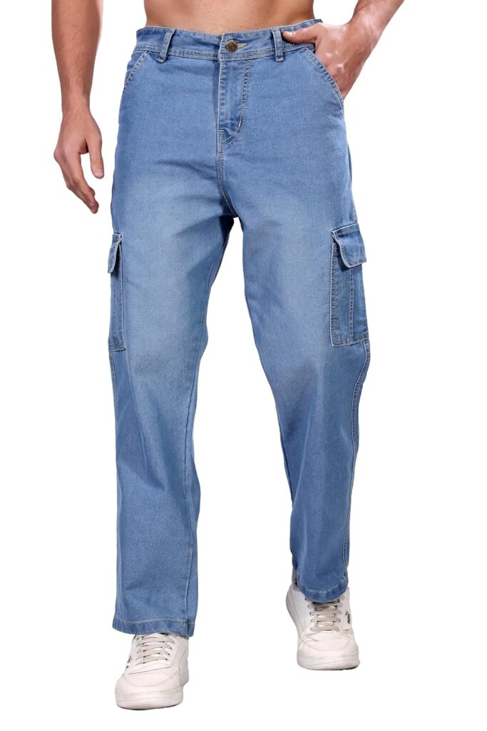 Men Loose Fit Cargo Jeans