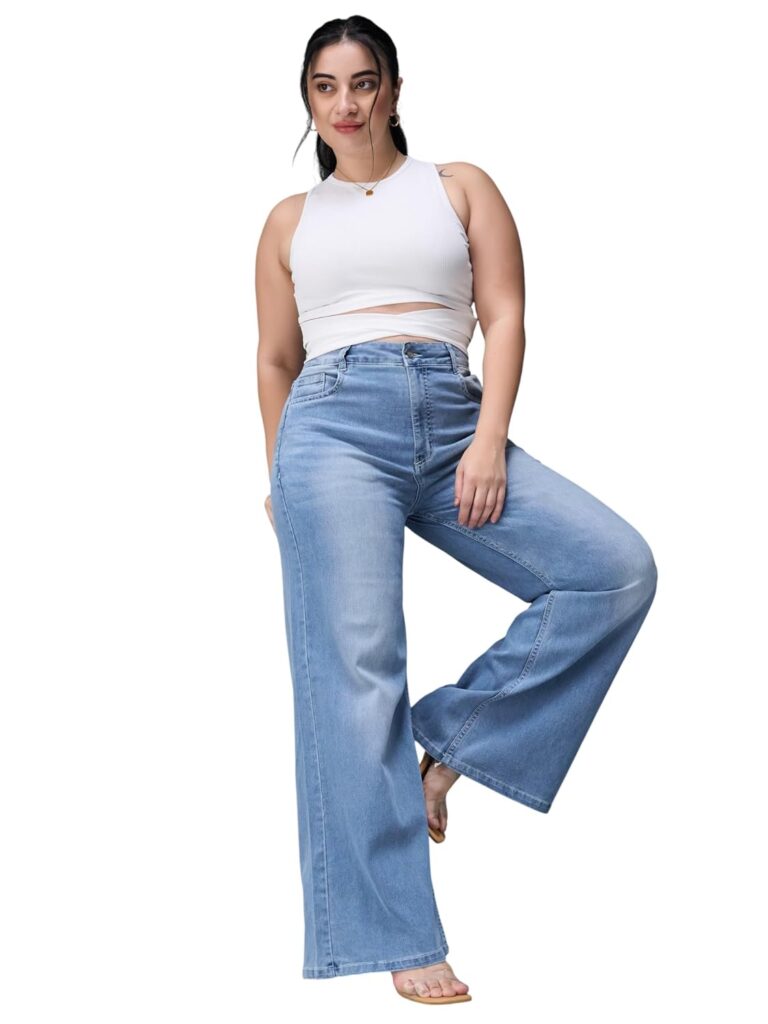 Miss Chase A+ Women's Wide Leg Bootcut High Rise Stretchable Denim Jeans | Also Available in Plus Sizes | Sizes 26-44