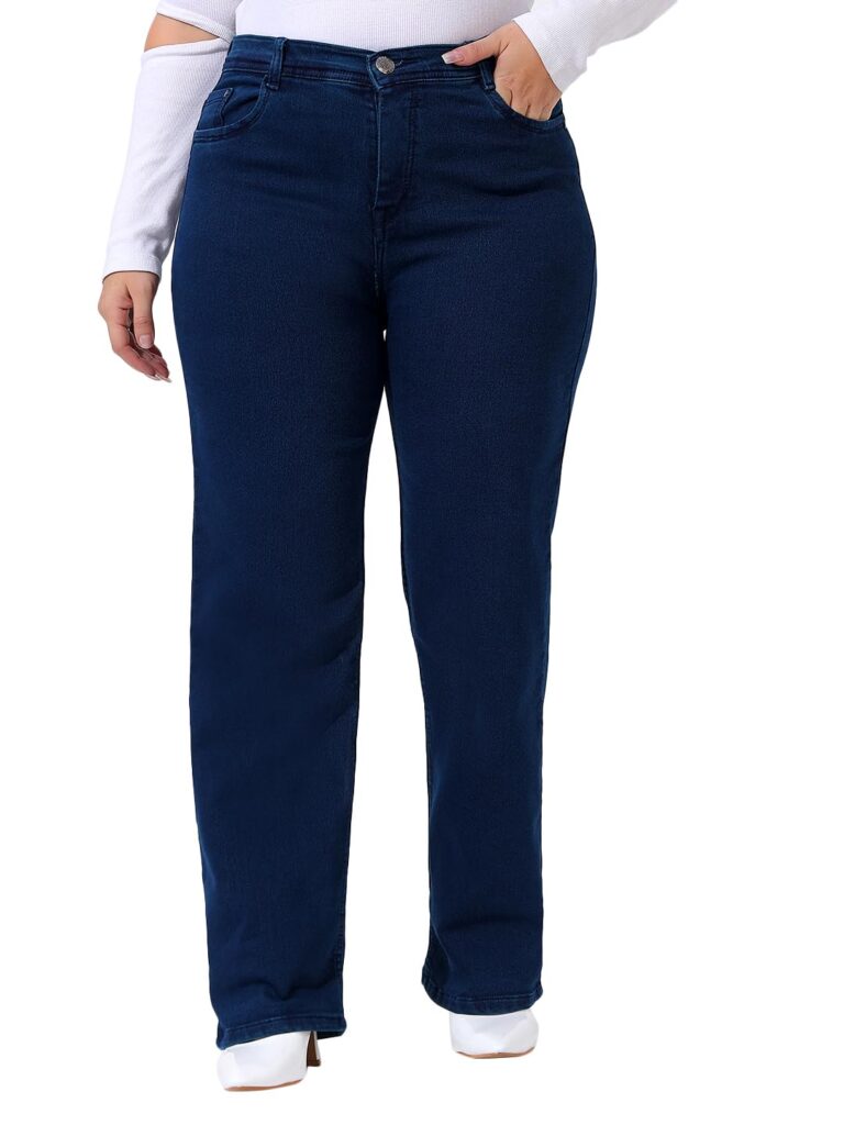 Nifty Women's High Rise Denim Stretchable Straight Fit Plus Size Jeans