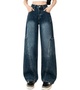 ODDMONEKY Baggy Jeans for Women || Korean Jeans for Women || Wide Leg Korean High Waist Baggy Denim Pants (Wjeans-7)