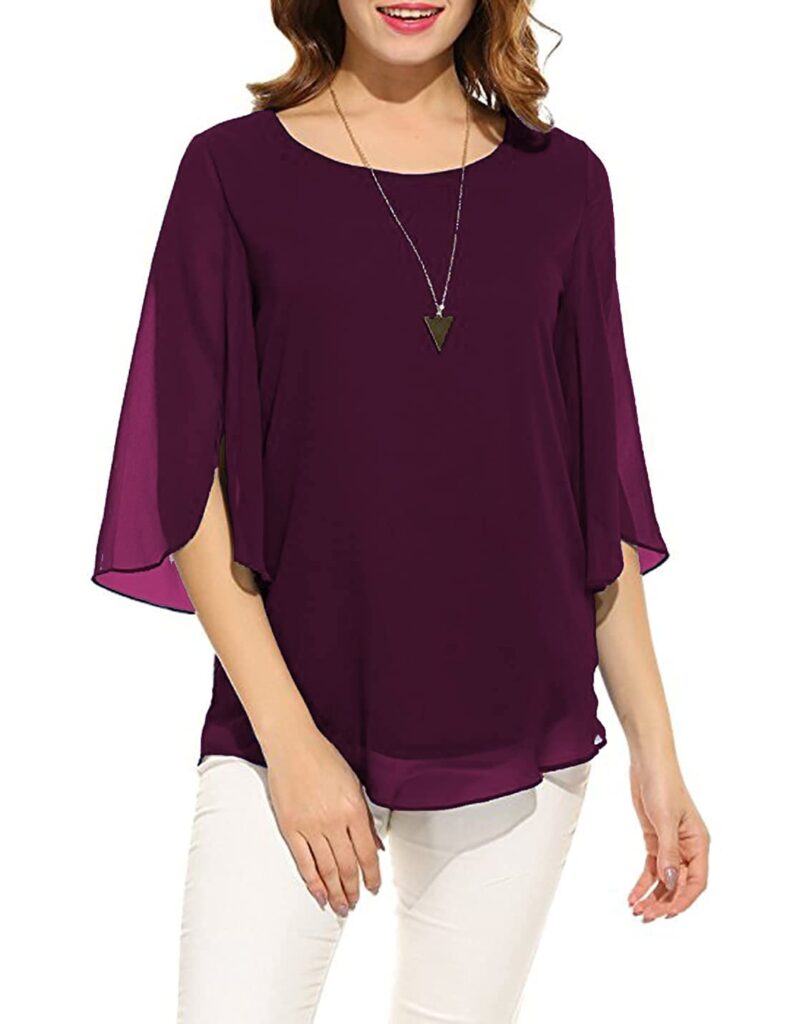 PLADO Women's and Girls Georgette Top Maroon