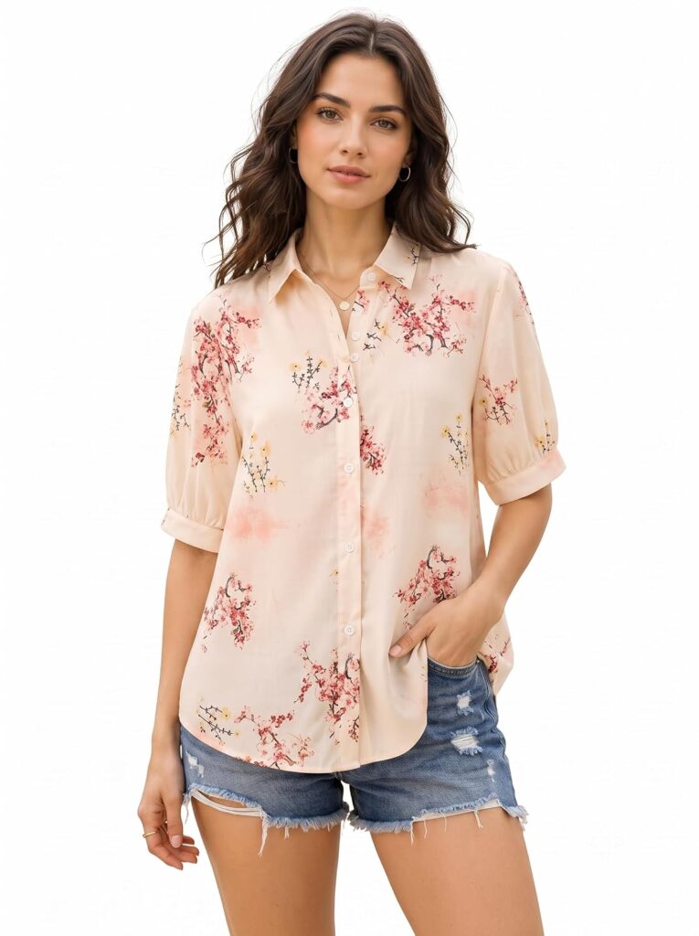 URBAN OX Women's Casual Shirt - Stylish Printed Long Top for Women & Girls | Elegant Shirt for Women | Breathable Summer Tops for Women