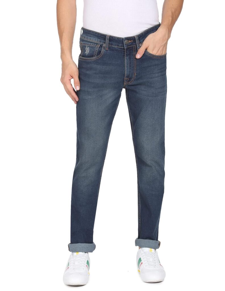 U.S. Polo ASSN. Denim Jeans for Men - Slim Tapered Fit, Mens Jeans for Office & Regular Wear